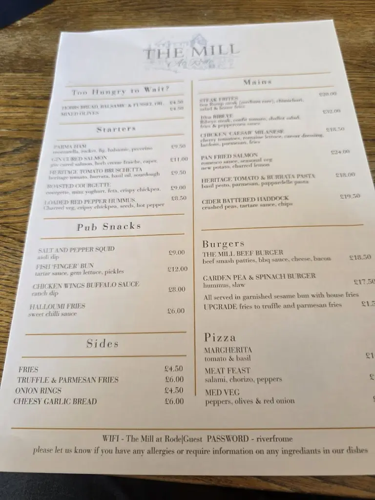Menu_The Mill at Rode_Frome_image_2