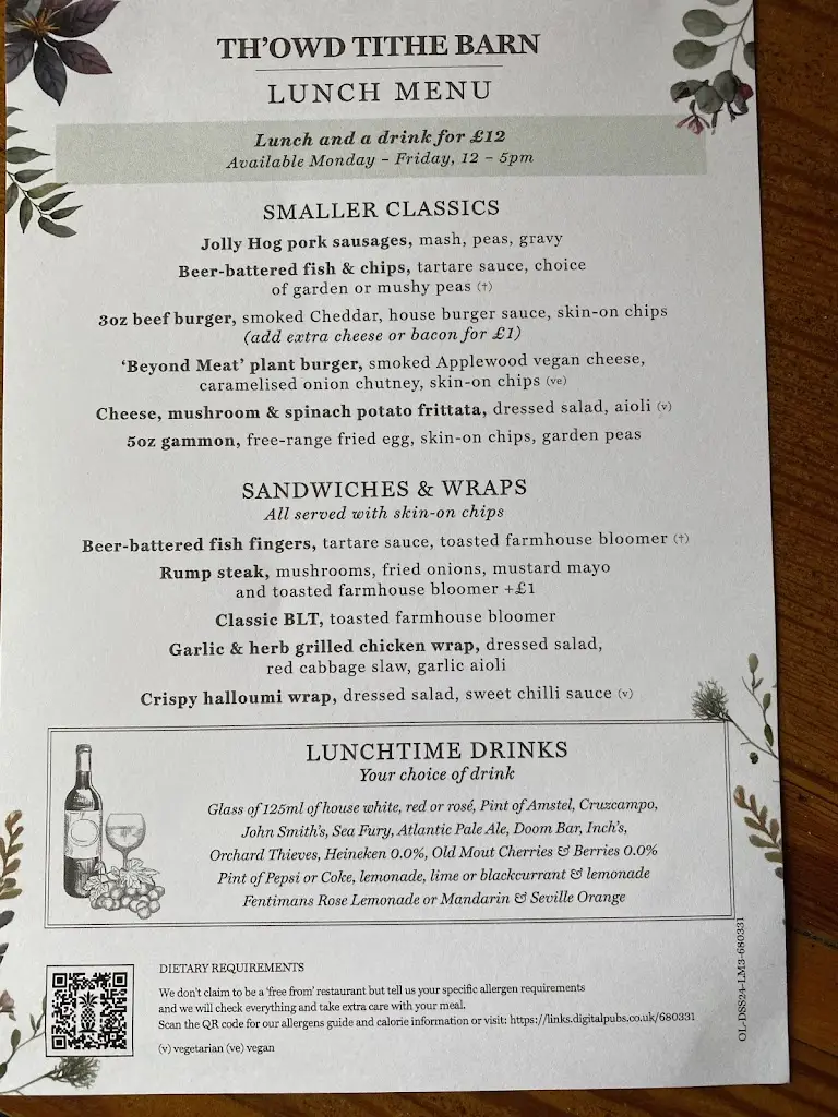 Menu_Th'Owd Tithe Barn_Garstang_image_2