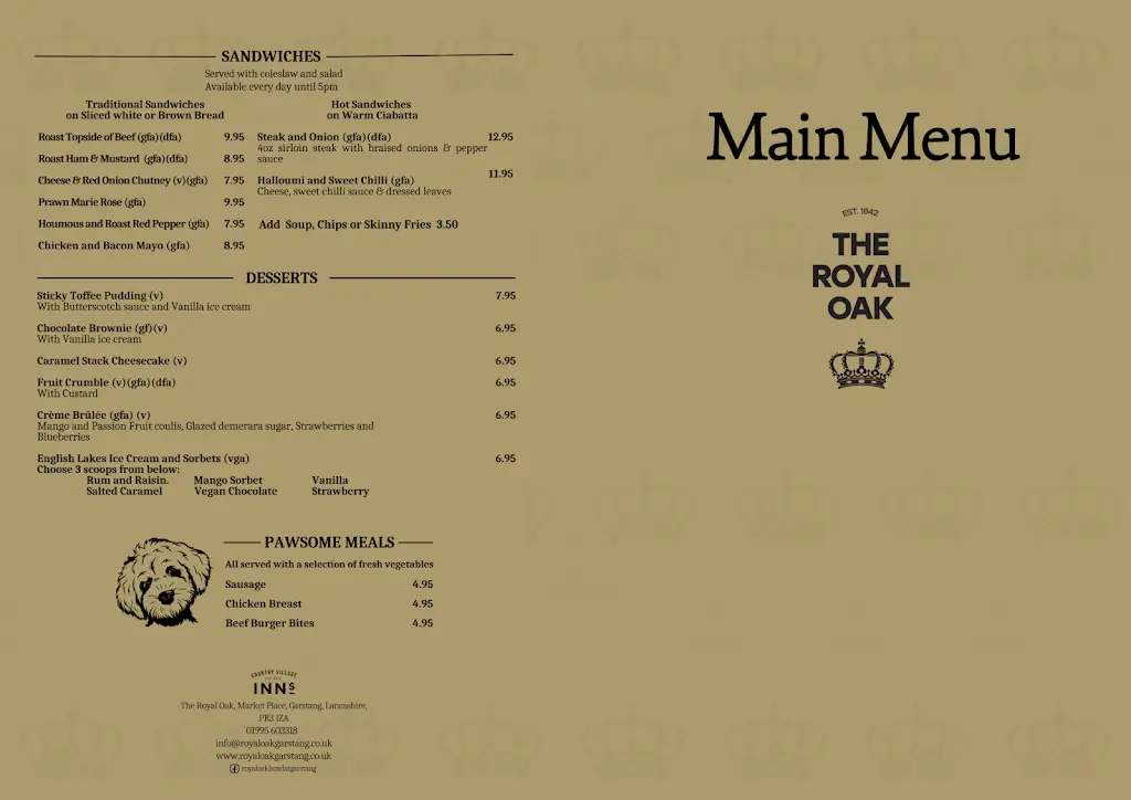 Menu_Royal Oak Hotel, Garstang_Garstang_imagen_2