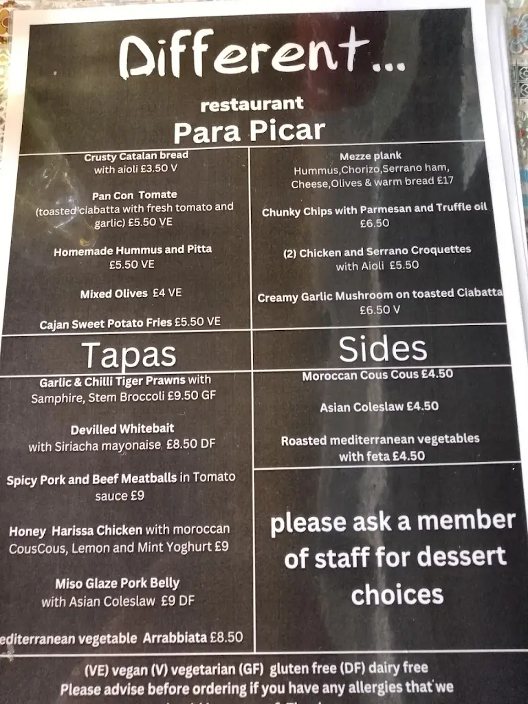 Menu_Different Restaurant_Frinton-on-Sea_image_1