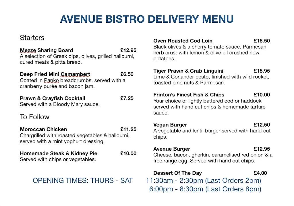 Menu_Avenue Bistro_Frinton-on-Sea_image_1