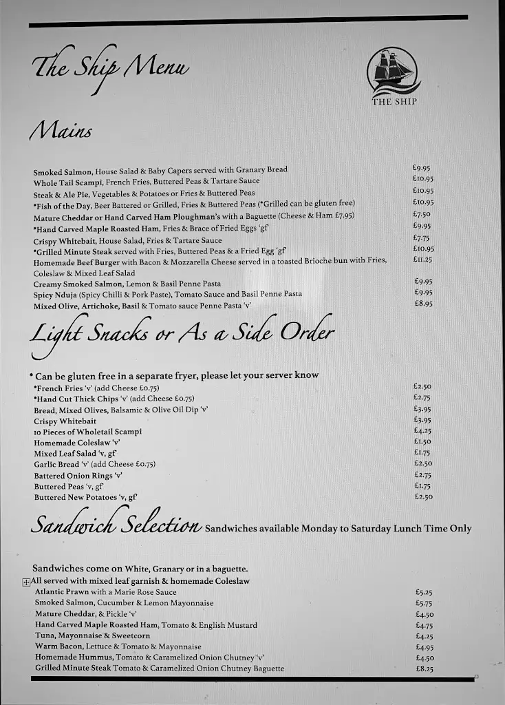 Menu_The Ship_Frinton-on-Sea_image_2