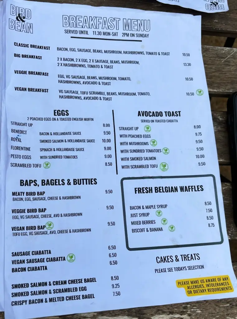 Menu_Bird & Bean_Frinton-on-Sea_image_1