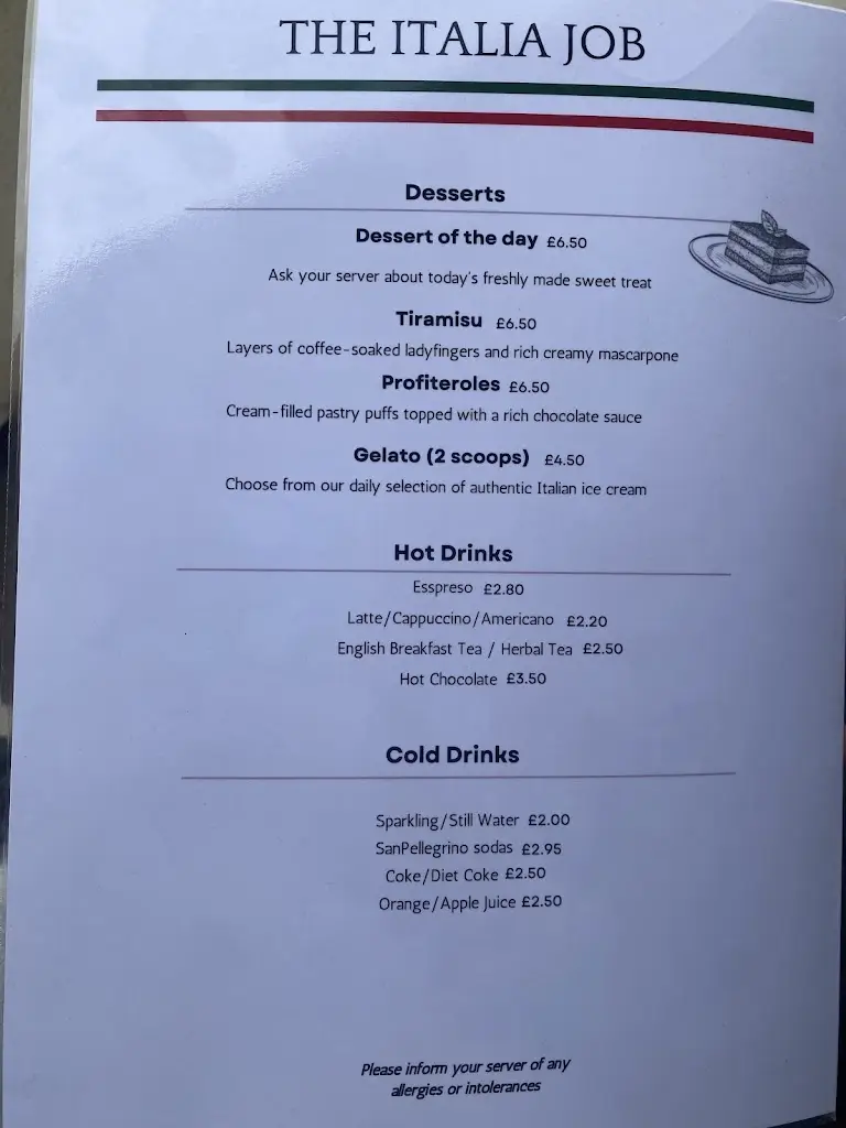 Menu_The Italia Job_Frinton-on-Sea_imagen_2