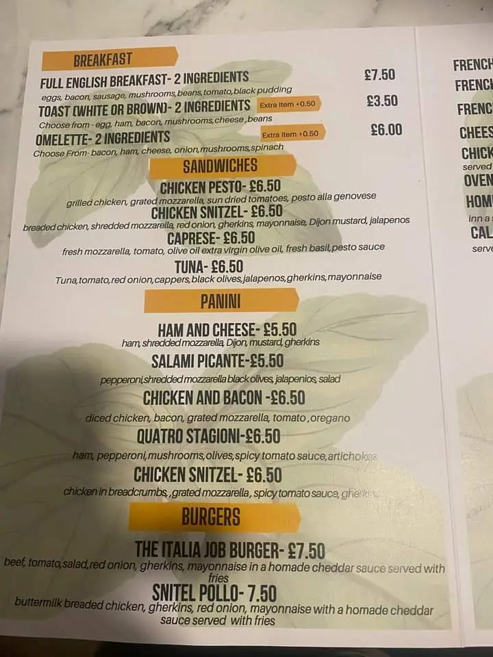 Menu_The Italia Job_Frinton-on-Sea_imagen_4