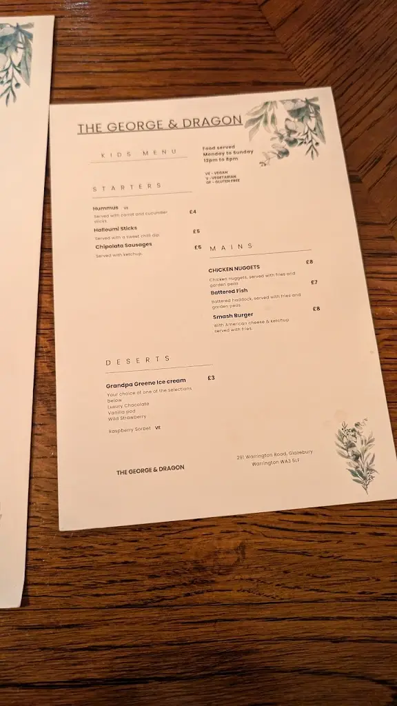 Menu_The George & Dragon_Glazebury_image_3