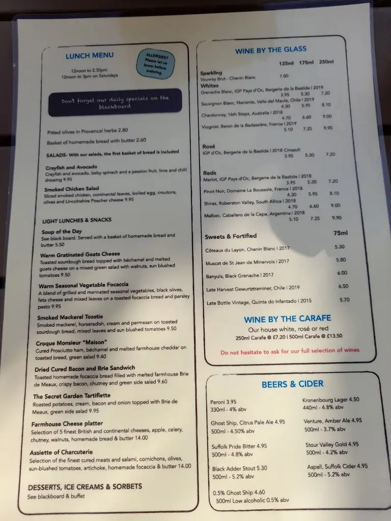 Menu_The Secret Garden_Glemsford_image_2