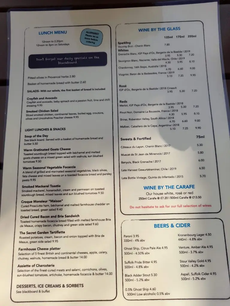 Menu_The Secret Garden_Glemsford_image_3