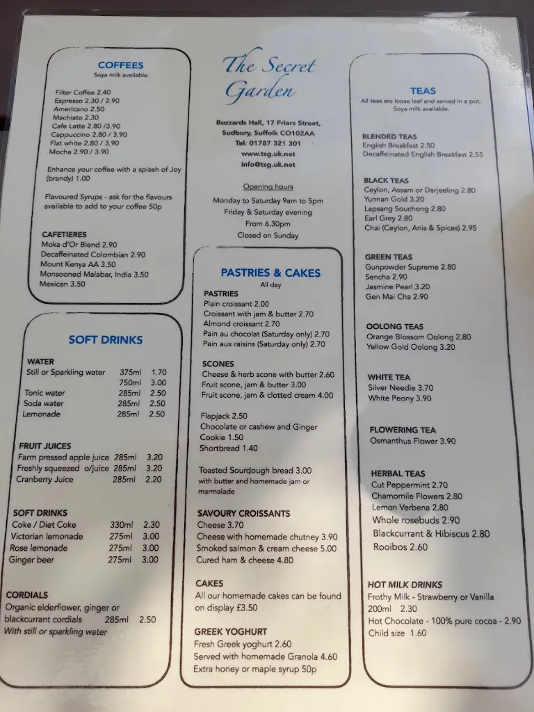 Menu_The Secret Garden_Glemsford_image_4