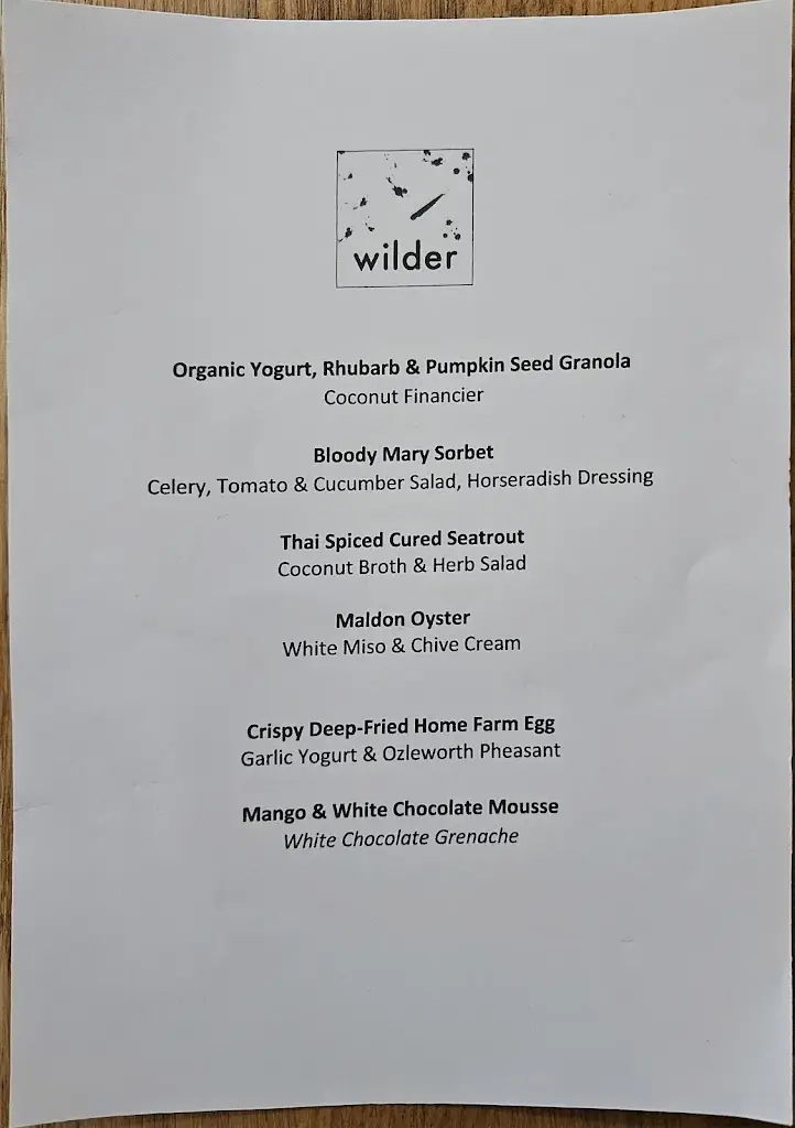 Menu_Wilder Restaurant_Gloucestershire_image_1