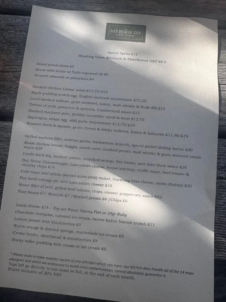 Menu_Bay Horse Inn at Bay Horse_Galgate_imagen_1