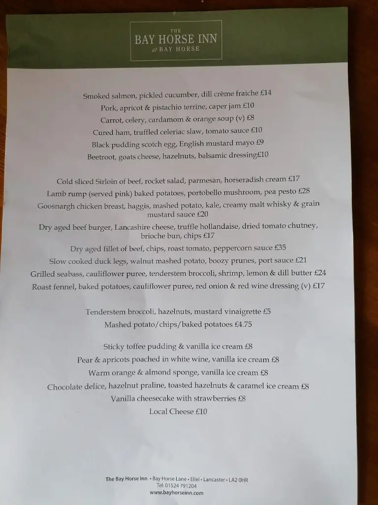 Menu_Bay Horse Inn at Bay Horse_Galgate_imagen_2