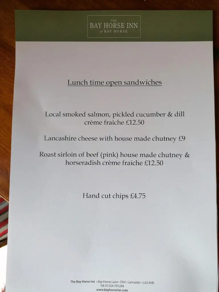 Menu_Bay Horse Inn at Bay Horse_Galgate_imagen_3