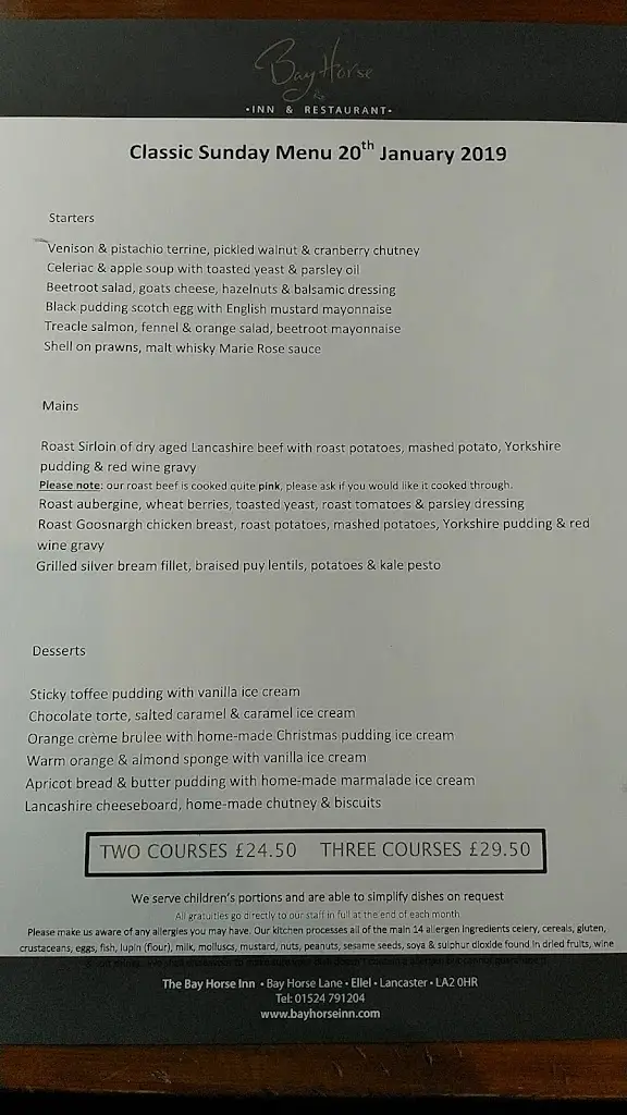 Menu_Bay Horse Inn at Bay Horse_Galgate_imagen_4