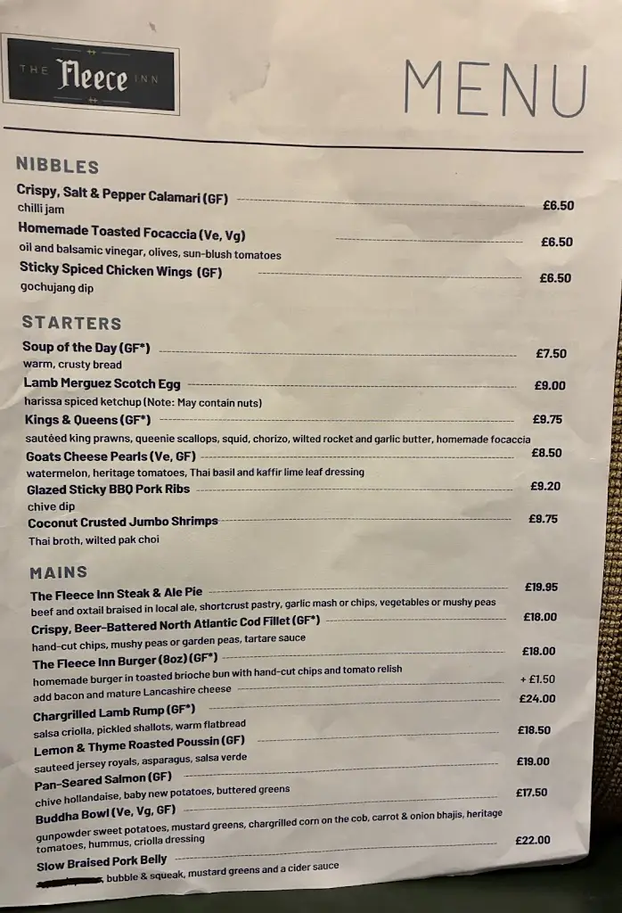 Menu_The Fleece Inn Dolphinholme_Galgate_image_1