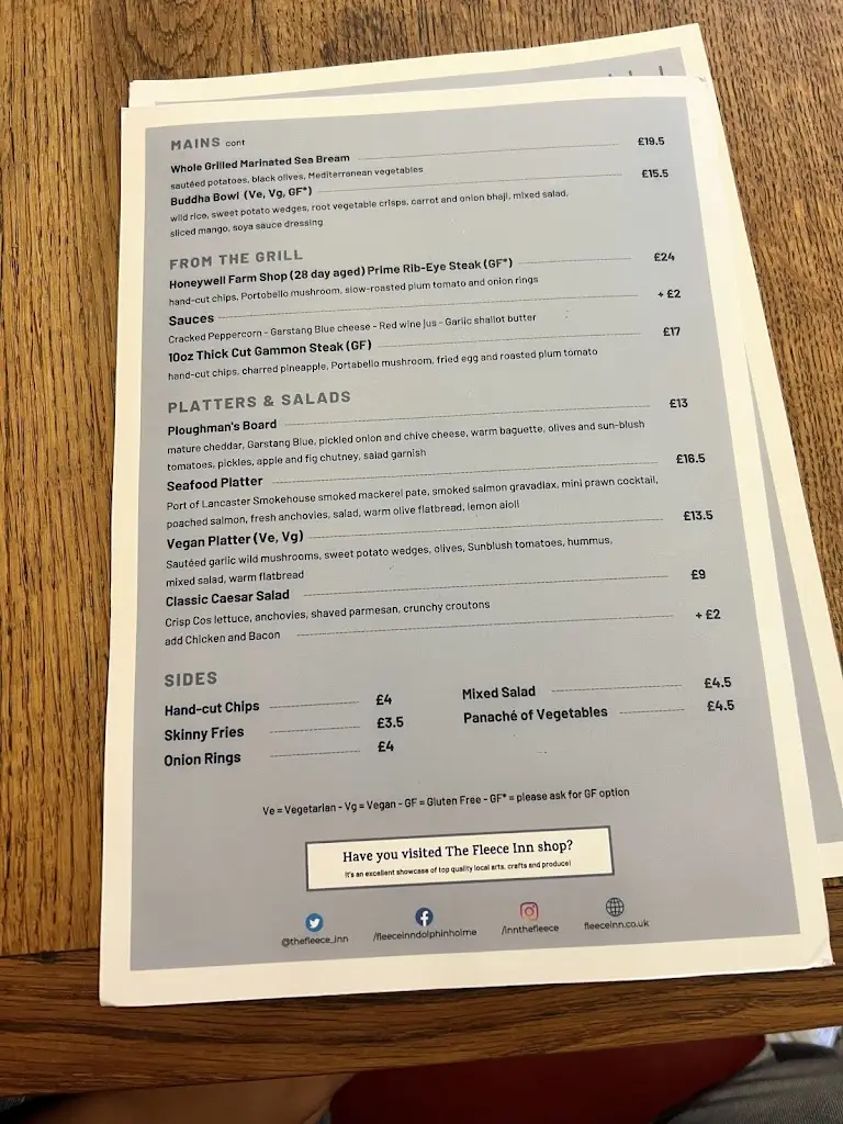 Menu_The Fleece Inn Dolphinholme_Galgate_image_3