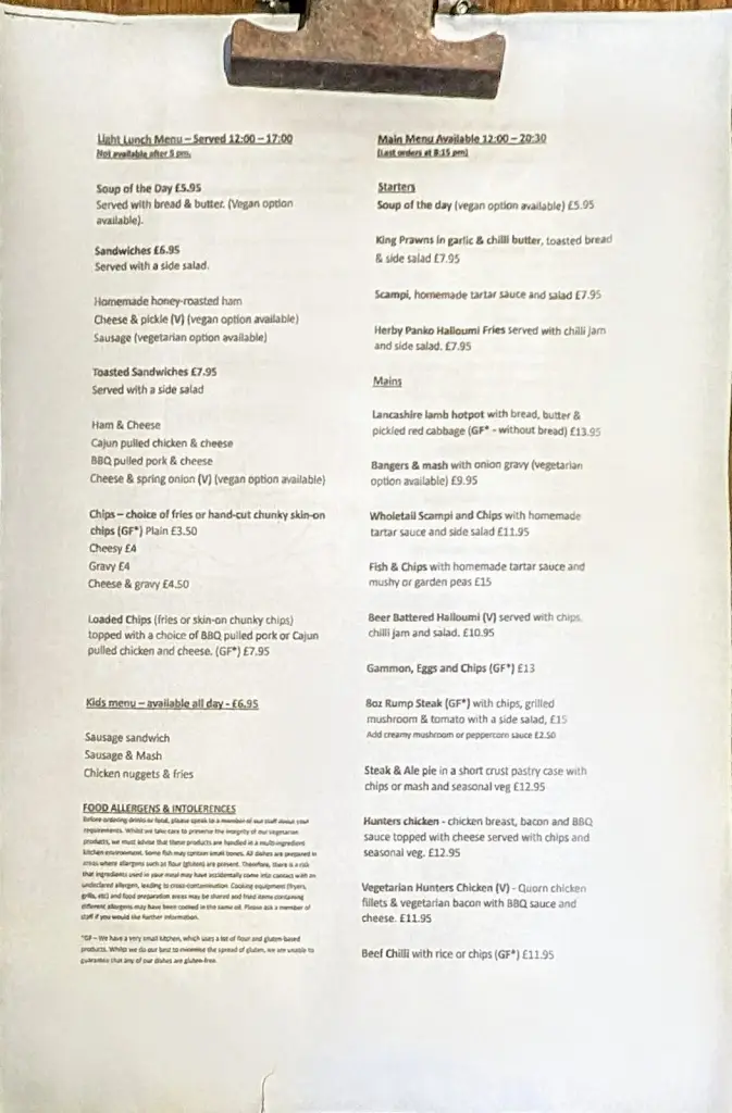 Menu_The Three Mariners, Lancaster_Galgate_image_1