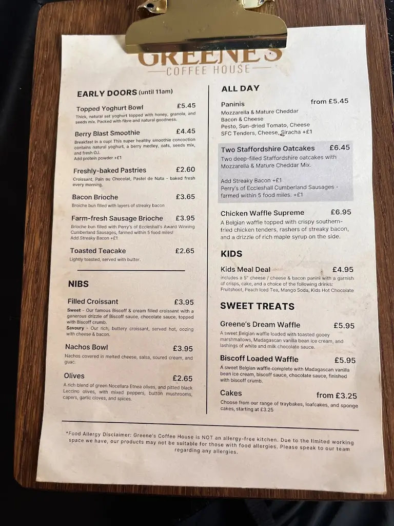Menu_Greene's Coffee House_Gnosall_image_1