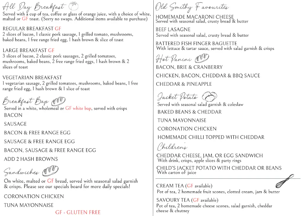 Menu_The Old Smithy - Café, Shops and Gardens_Godshill_image_1