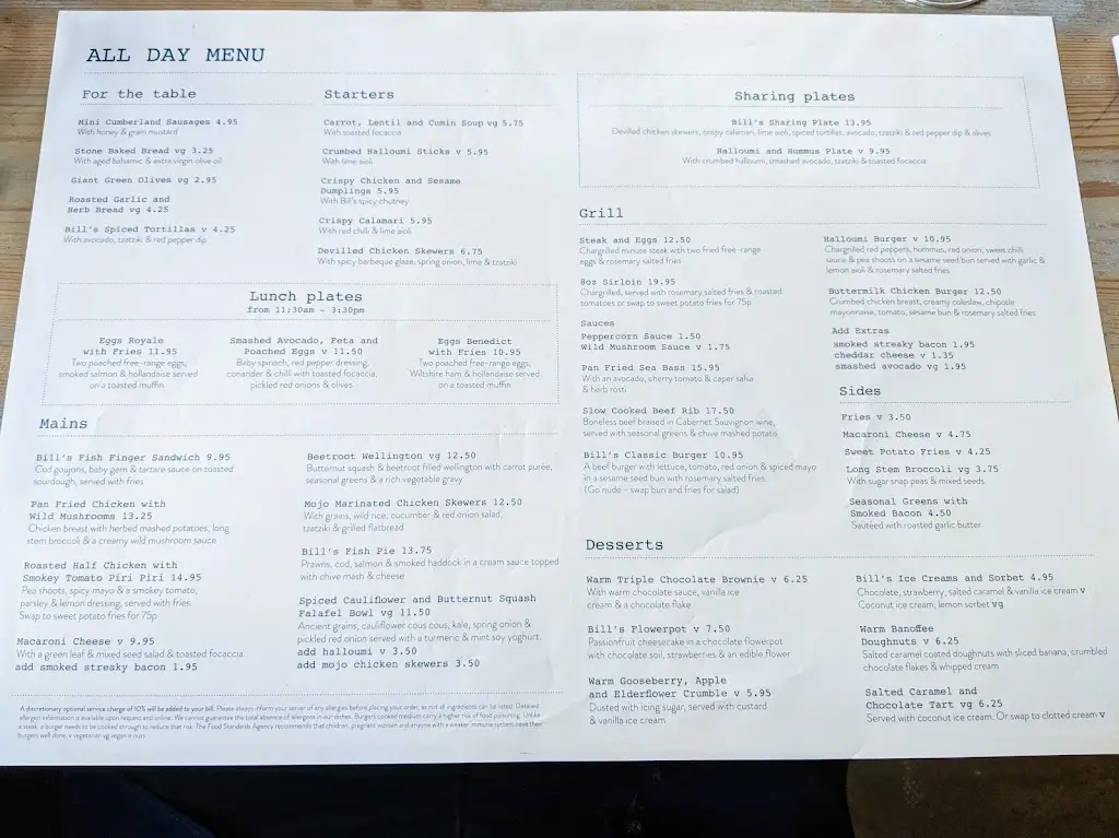 Menu_Bill's Gloucester Quays Restaurant_Gloucester_image_1