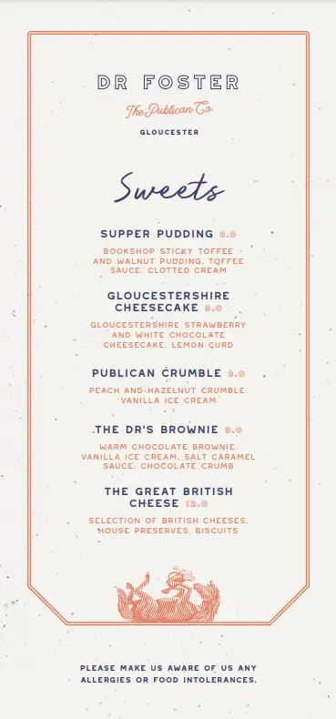 Menu_Dr Foster - Pub & Restaurant_Gloucester_immagine_4