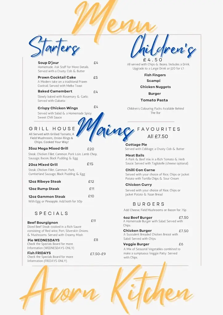 Menu_The Little Acorn - KLM Pubco_Awsworth_image_1