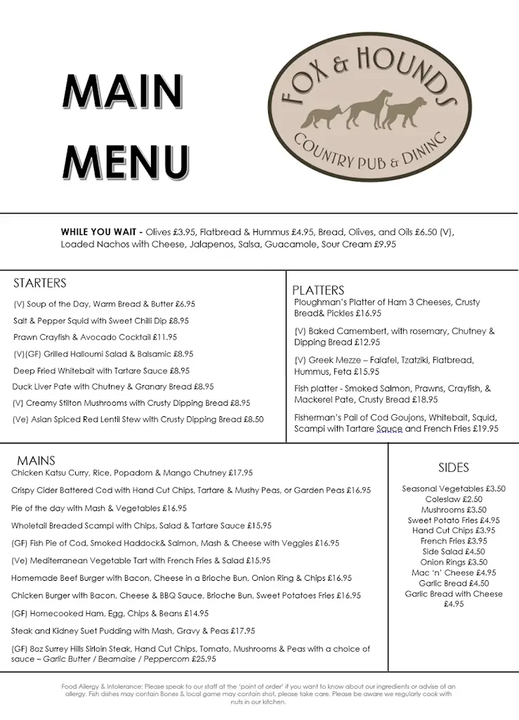 Menu_Fox & Hounds_Godstone_image_1