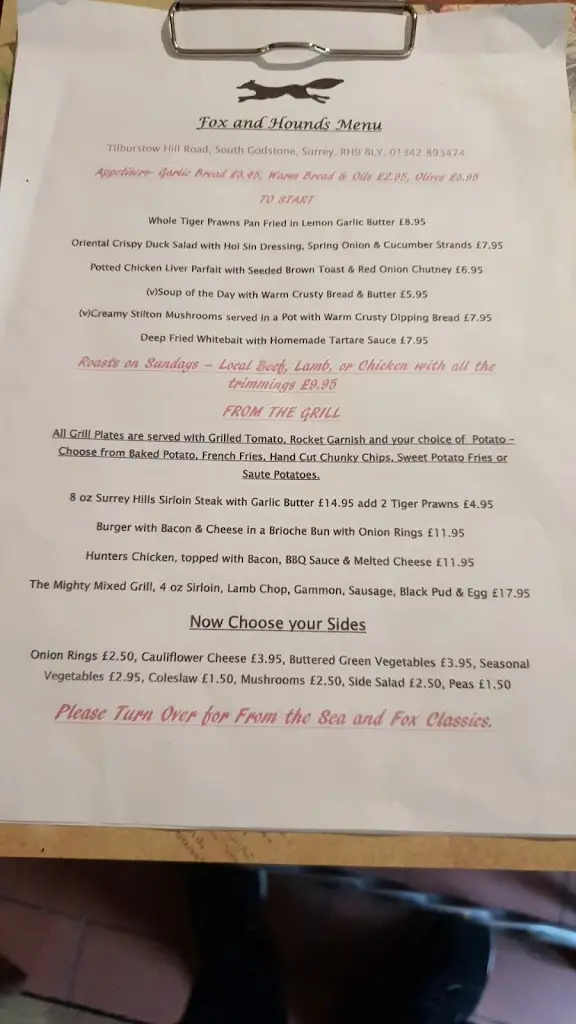Menu_Fox & Hounds_Godstone_image_4