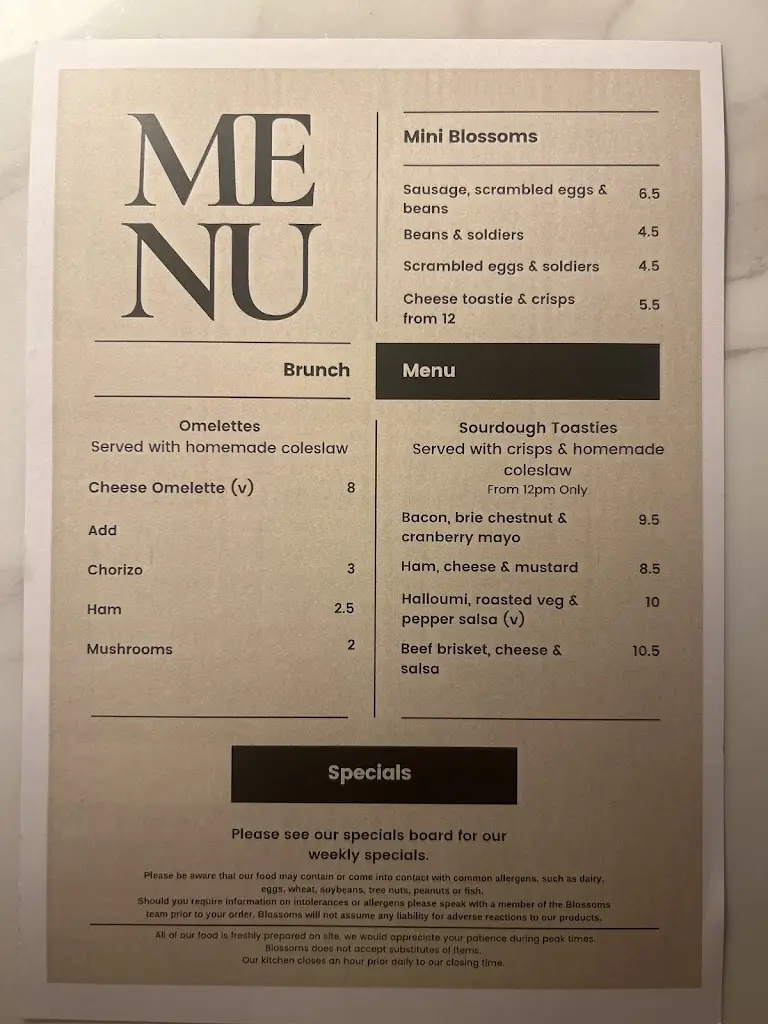 Menu_Blossoms Brunch & Coffee_Godstone_image_1
