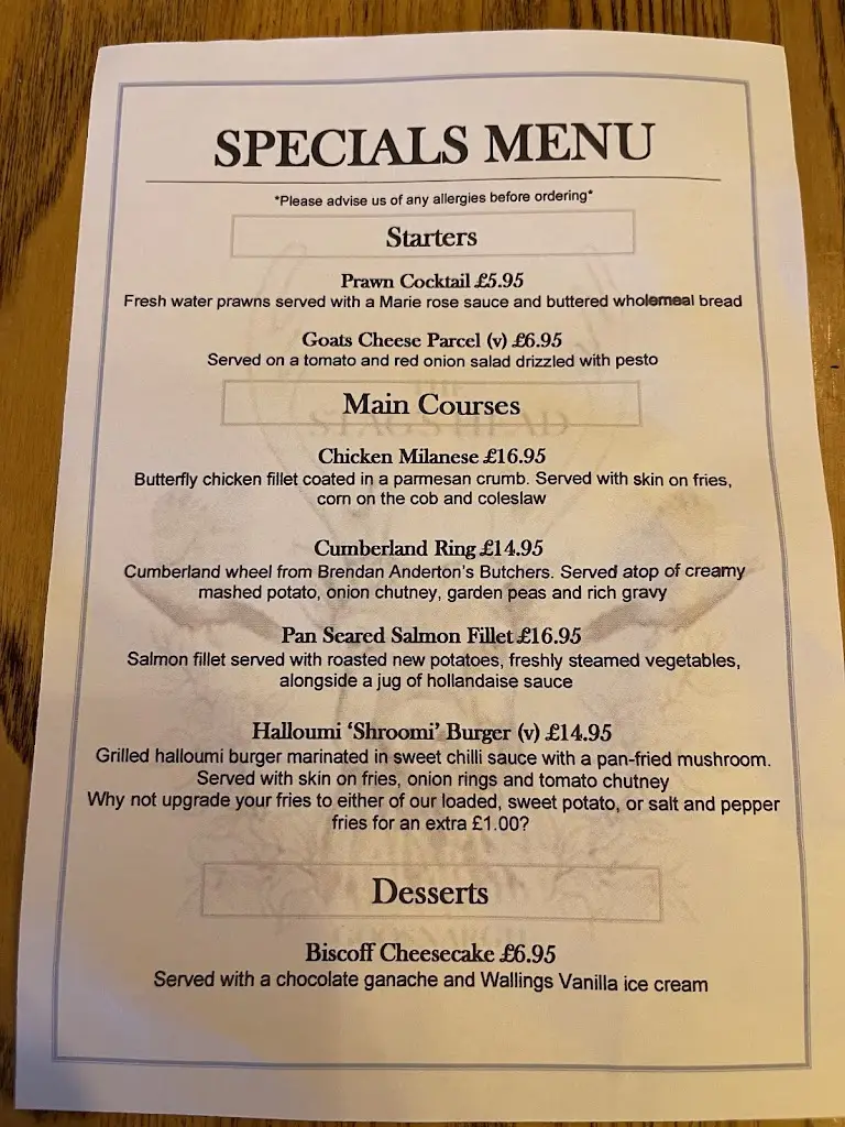 Menu_The Stags Head Preston_Goosnargh_image_2
