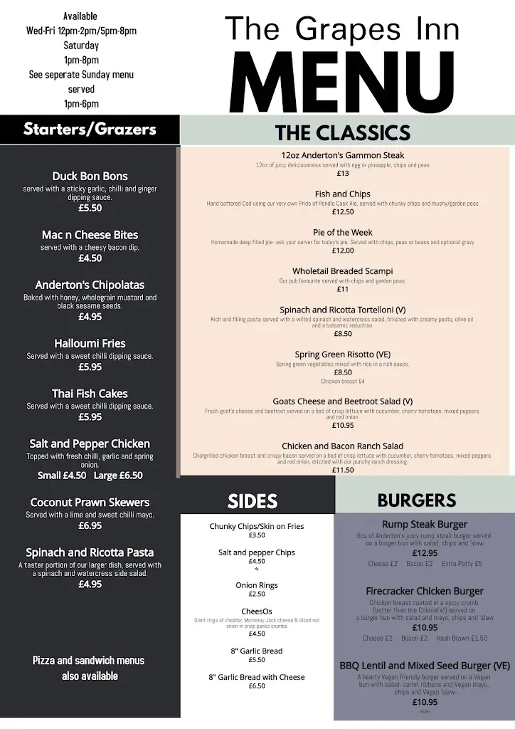 Menu_The Grapes Inn Goosnargh_Goosnargh_image_1