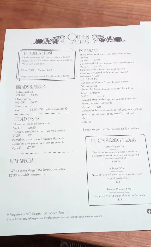 Menu_Queen of Cups_Glastonbury_image_2