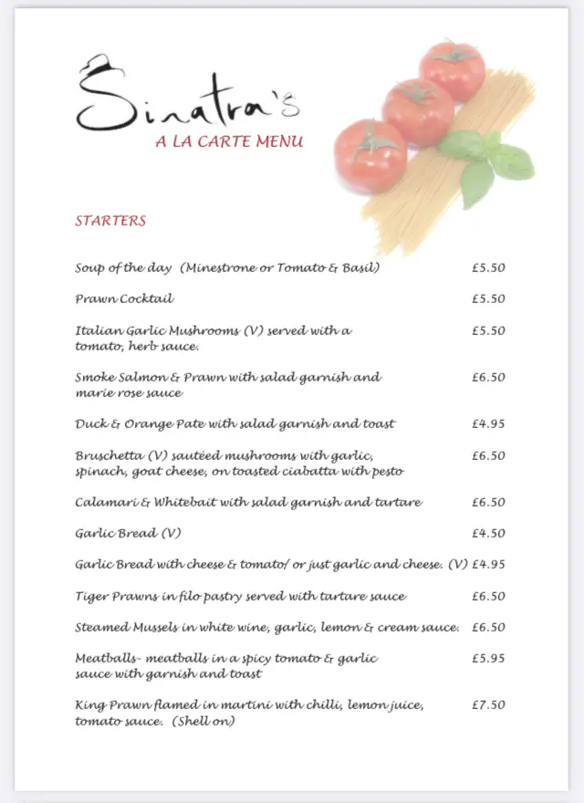 Menu_Sinatra's Restaurant_Awsworth_image_2