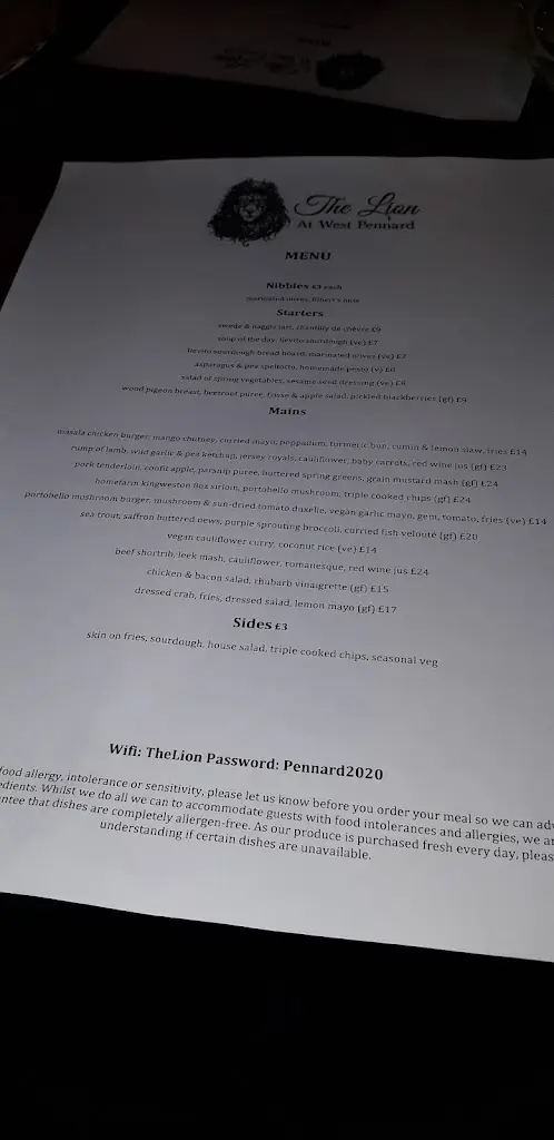 Menu_The Lion_Glastonbury_image_3