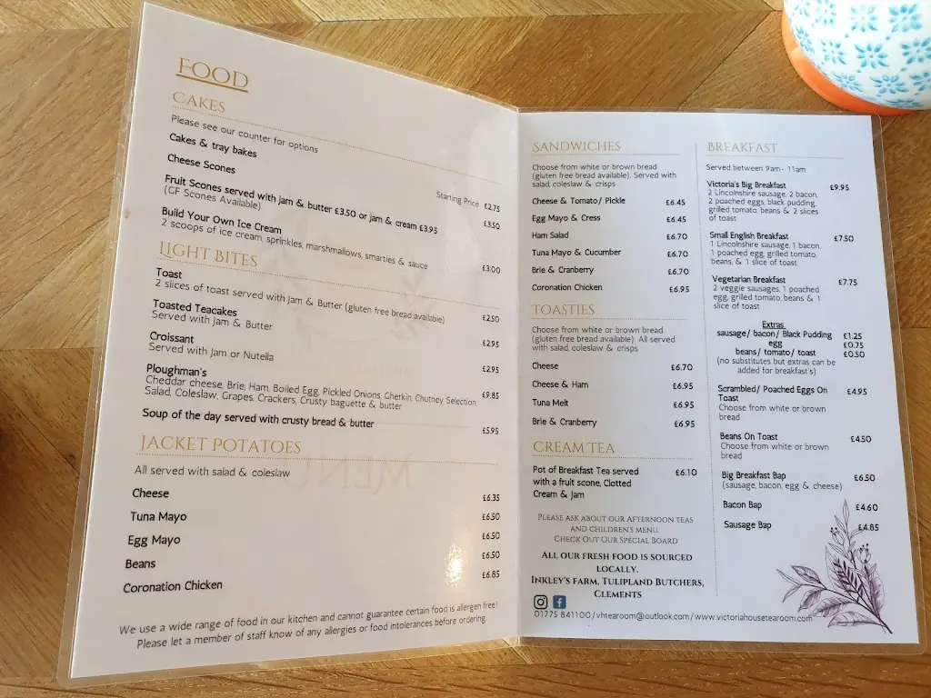 Menu_Victoria House Tearoom_Gosberton_image_1