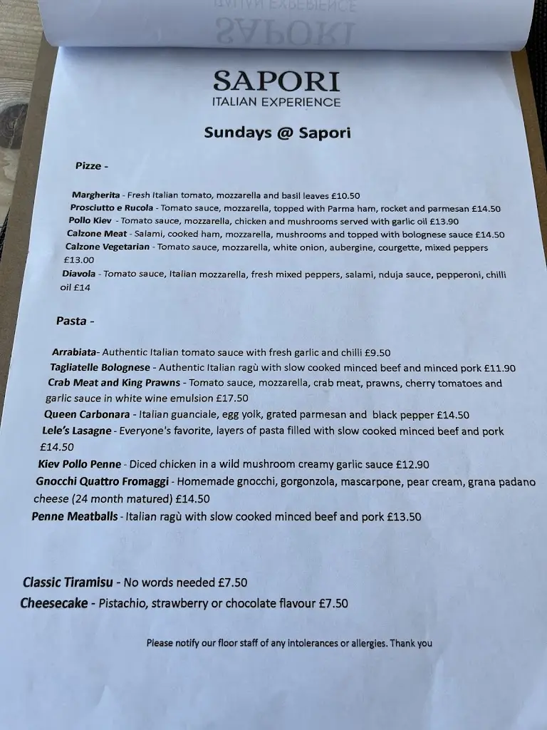 Menu_Sapori Gateshead_Gateshead_image_2