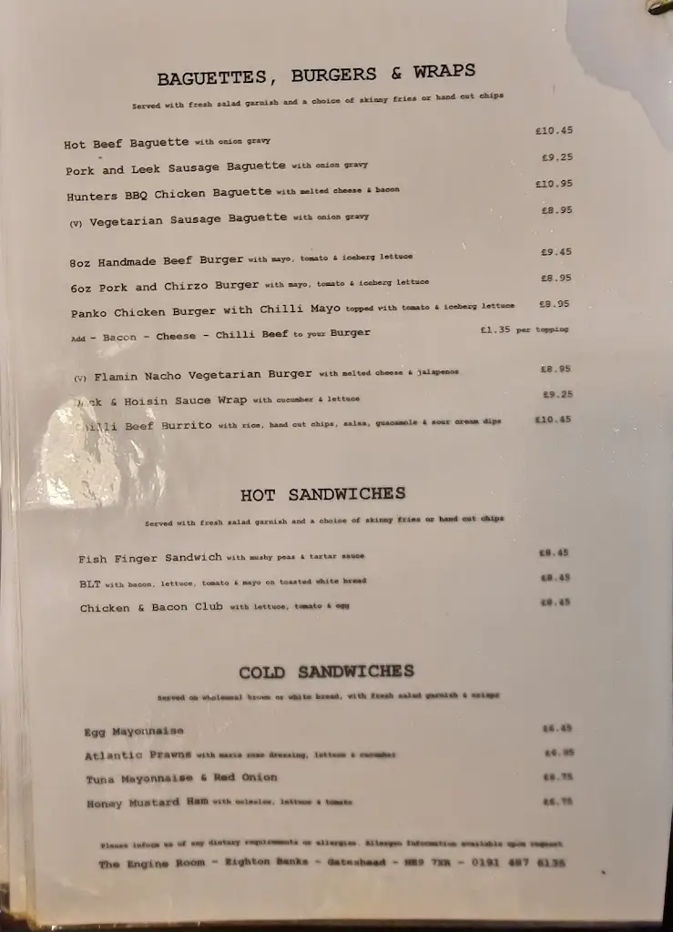 Menu_The Engine Room_Gateshead_image_3