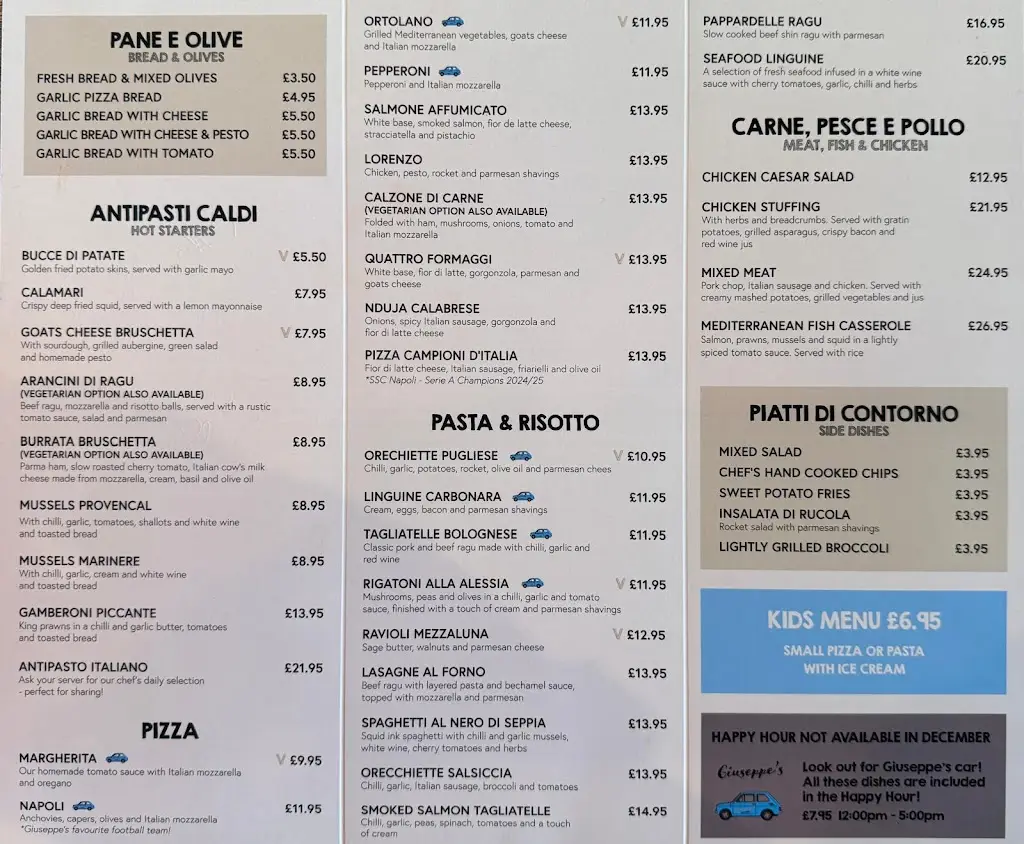 Menu_Giuseppe's Italian Bistro_Gateshead_image_1