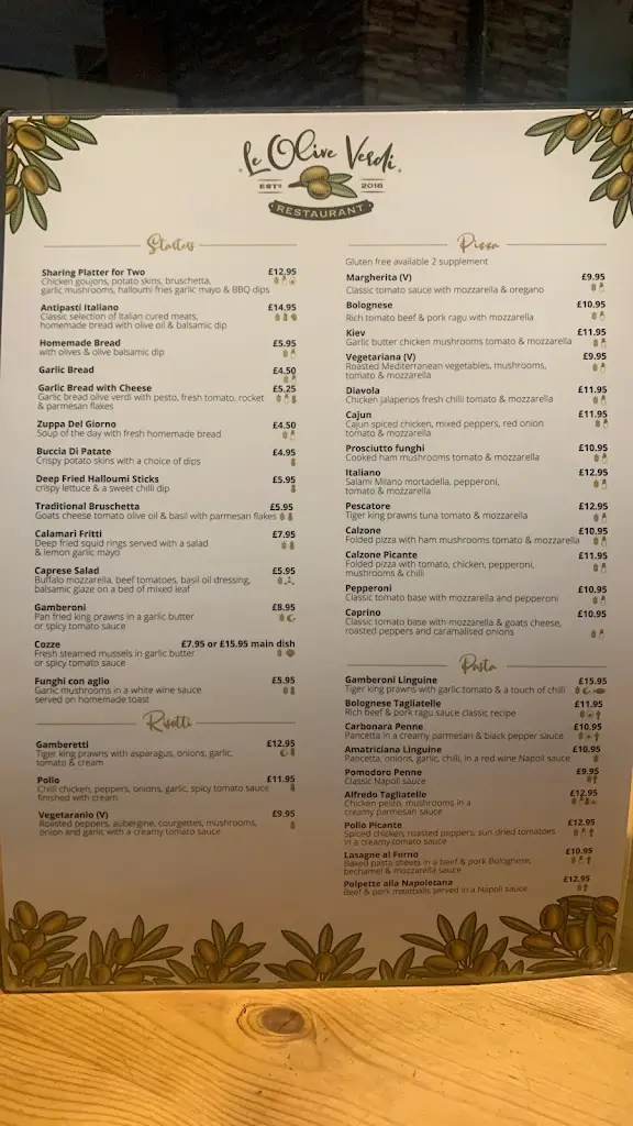 Menu_Le Olive Verdi_Gateshead_image_1