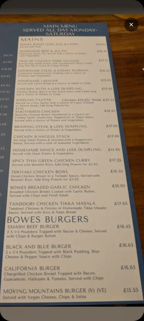 Menu_The Nine Pins Saltwell_Gateshead_image_2