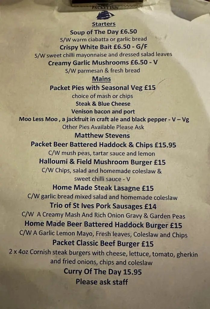 Menu_The Packet Inn_Germoe_image_1