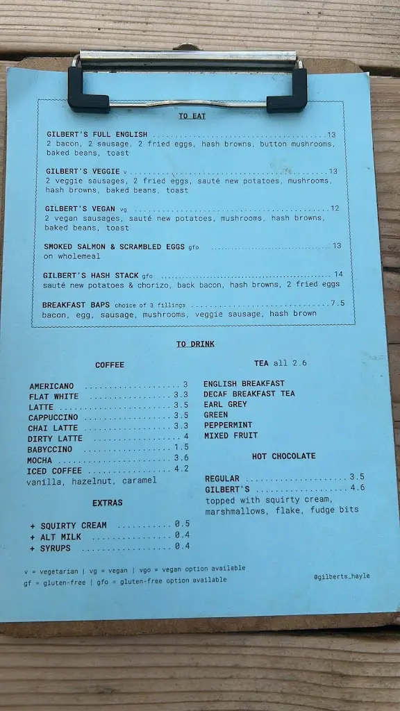 Menu_Gilbert's Beach Bar & Kitchen_Germoe_image_1