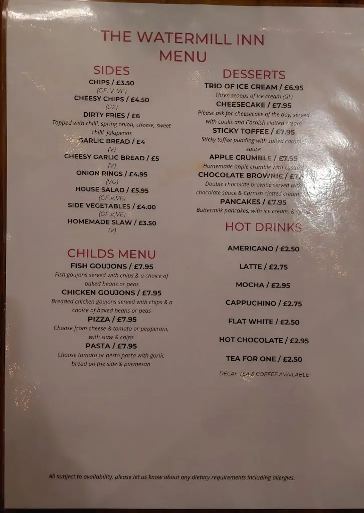 Menu_The Watermill_Germoe_imagen_2