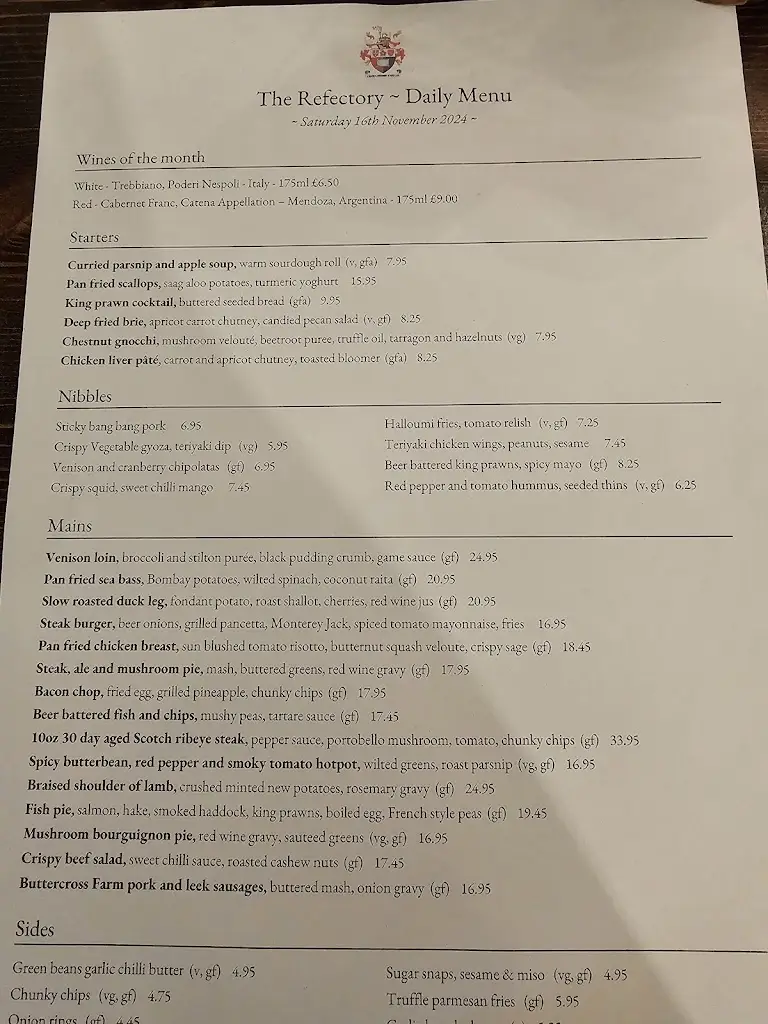 Menu_The Refectory_Godalming_image_2