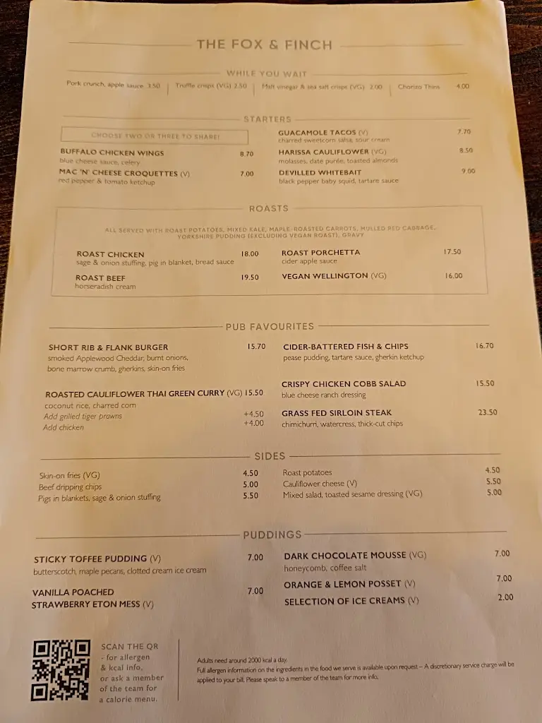 Menu_Fox & Finch_Godalming_image_1