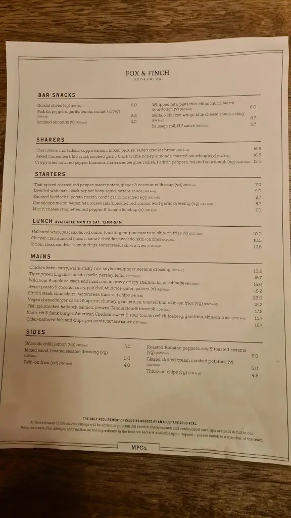 Menu_Fox & Finch_Godalming_image_4