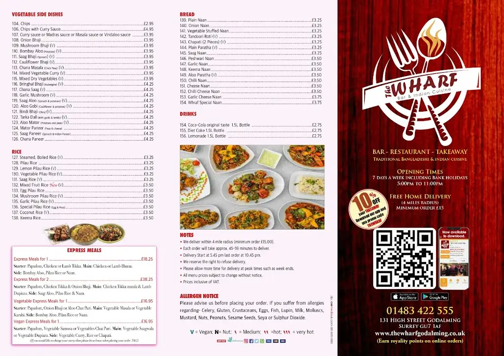 Menu_The Wharf Bar & Indian Cuisine_Godalming_image_2