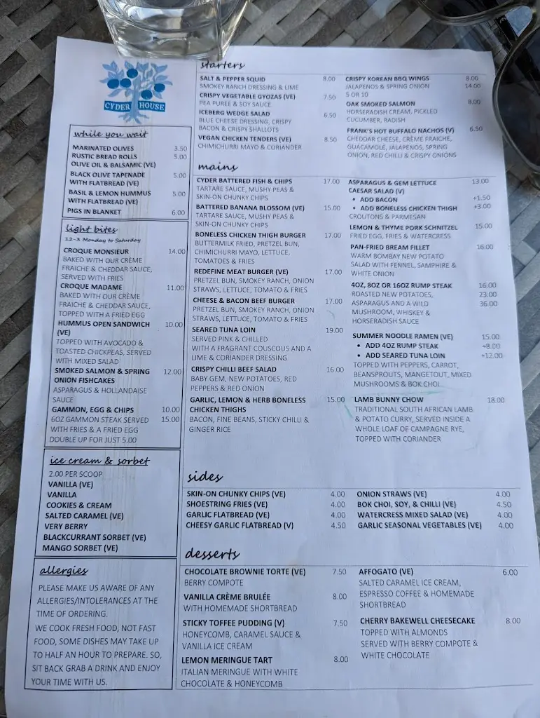 Menu_The Cyder House Inn_Godalming_image_1