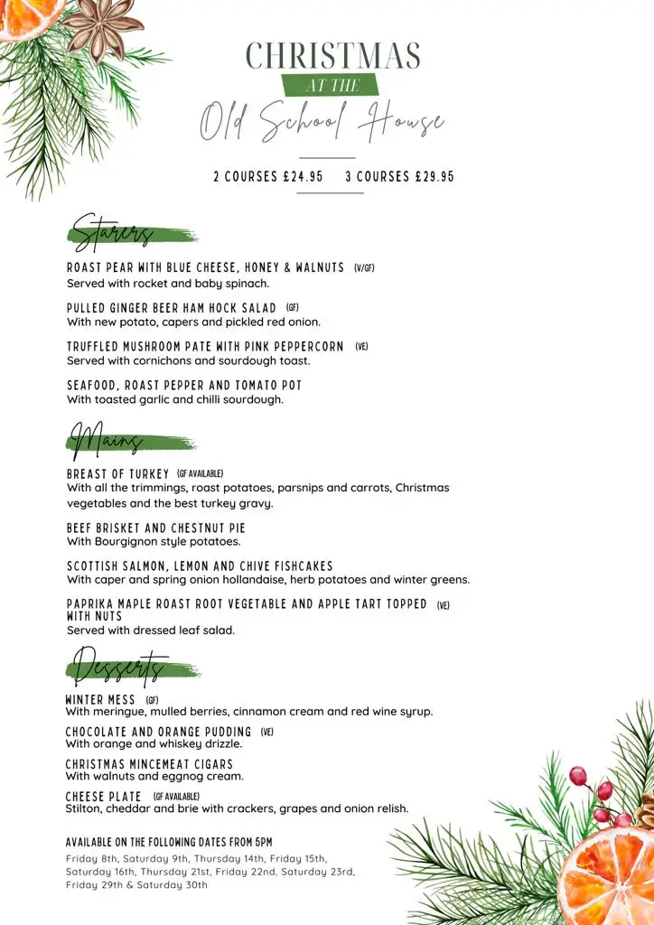 Menu_Old School House , restaurant and wine bar_Gobowen_image_1