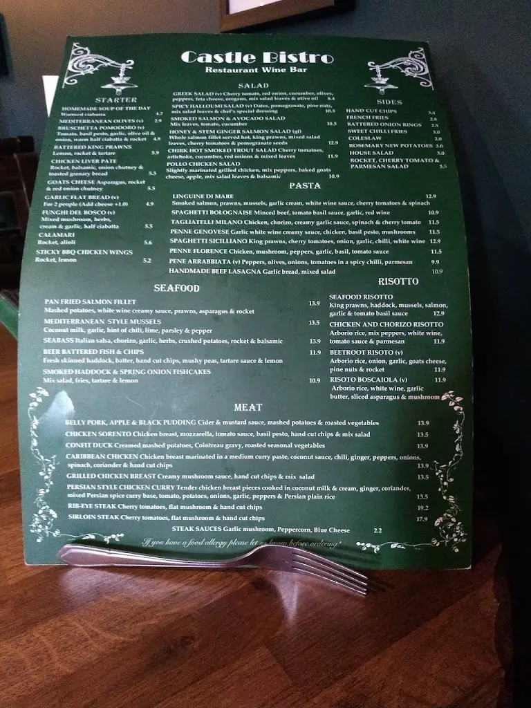 Menu_Castle Bistro, Tearoom & Wine Bar_Gobowen_image_1